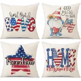 American Independence Day 4PCS Home Cotton Decorative Throw Pillow Case Cushion Covers For Sofa Couch Bed Chair
