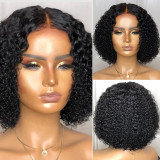 Women Synthetic Black Small Curly Short Hair Wigs Short Middle Parting Wig