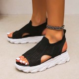 Women Open Toe Hollow Out Flat Shoes Platform Sandals