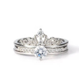 Silver Zircon Crown Jewelry Inlaid Diamond Adjustable Size Women Ring