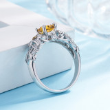 Yellow Zircon Flowers Jewelry Inlaid Diamond Adjustable Size Women Ring