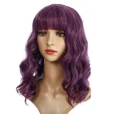 Women Synthetic Short Dye Wavy Hair Wigs Middle Parting Curly Wig