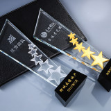 Gold Silver And Bronze Crystal Trophy With Five Little Stars