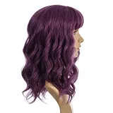 Women Synthetic Short Dye Wavy Hair Wigs Middle Parting Curly Wig