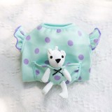 Pet Dog Cloth Bulldog Cute Polka Dot Bear Puppy Cloth with Pocket