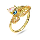 18K Real Gold Plated Colorful Evils Eyes Open Rings Brass Gold Enamel Turkish Eyes Rings For Wife Gift