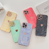 Electroplated Marbling Love Heart Drop Proof Phone Case for iPhone13 12 11 Pro Max