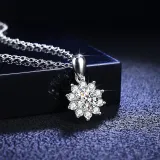 Sterling Silver Pave Moissanite Diamond Snowflake Pendant Necklace