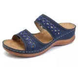 Women Wedge Sandal PU Leather Outdoor Muffin Thick Sole Slippers