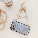 Braided Pattern Drop Proof Phone Case for iPhone13 12 11 Pro Max with Chain Type Crossbody Lanyard
