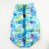 Pet Dog Cloth Winter Lattic Spider Printed Cotton Zipper Vest Puppy Cloth