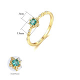 18K White Gold Semi Paved Moissanite Solitaire Princess Cut Emerald Gemstone Rings