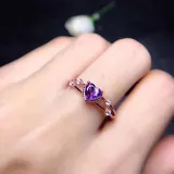 Purple Jewel Heart Pendant Chain Jewelry Necklaces Women Rings Jewelry Sets