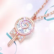 14K Rose Gold Pendant Moissanite Diamonds Necklace
