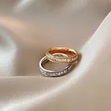 Full Diamond Gemstone Ring Luxury No Fade Stainless Steel Sparkling Iced Out Zircon Finger Rings Women For Couple