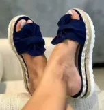 Women Bowknot Slippers Casual Beach Muffin Slip On Platform Sandals