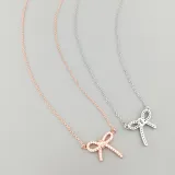 Sterling Silver S925 Necklace Ins Simple Small Fresh Bow Micro Inlaid Diamond Temperament Clavicle Chain