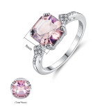 10K White Gold Princess Cut Solitaire Pink Moissanite Rings