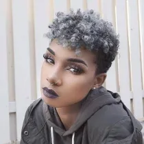 Women Grandma Gray Synthetic Pretty Short Small Curly Hair Wig