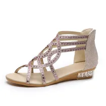 Women Boho Bohemia Cross Fish Mouth Flat Sandals