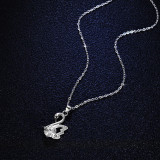 Sterling Silver Swan Round Cut Moissanite Zirconia Diamonds Pendant Necklace