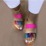 Women Snake Leopard Prints Rainbow Transparent Flat Sandals