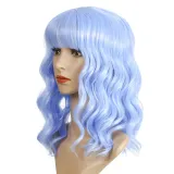 Women Synthetic Short Dye Wavy Hair Wigs Middle Parting Curly Wig