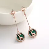 Christmas Deer 18K Yellow Gold Elk Pattern Zirconia Diamonds Pendant Necklace