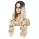 Women Long Wavy Hair Wigs Middle Parting Curly Wig