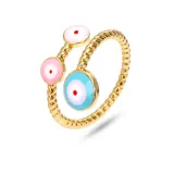 18K Real Gold Plated Colorful Evils Eyes Open Rings Brass Gold Enamel Turkish Eyes Rings For Wife Gift