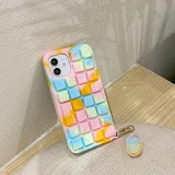 Macarone Keyboard Decompression Silicone Drop Proof Phone Case for iPhone13 12 11 Pro Max with Mouse Pendant