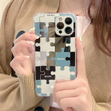 Mirror Contrast Puzzle Pattern Drop Proof Phone Case for iPhone13 12 11 Pro Max