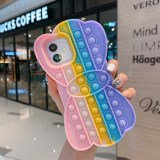 Pop It Fidget Toys Rainbow Bowknot Soft Silicone iPhone Case For iPhone 12 11 Pro Max 12