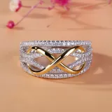 Silver Gold Fashion Jewelry Hollow Inlaid Diamond Women Ring
