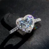 Silver Zircon Love Heart Women Ring Eternity Engagement Wedding Band With Gift