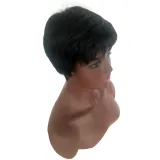 Women Synthetic Black Pretty Short Light Golden Fluffy Nature Hair Wigs Cut Full Wig