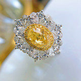 Zircon Yellow Flower Fashion Jewelry Inlaid Diamond Adjustable Size Women Ring