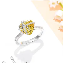 Sterling Silver Heart Cut Pave Zirconia Gemstone Rings