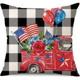 4PCS American Independence Day Home Cotton Decorative Throw Pillow Case Cushion Covers For Sofa Couch Bed Chair