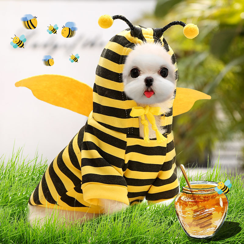 Pet Clothes Hoodie Sweatshirt Cartoon Bee Costume Outfit for Puppy Cats Large Dog