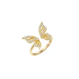 Silver Zircon Butterfly Jewelry Inlaid Diamond Adjustable Size Women Ring