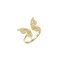Silver Zircon Butterfly Jewelry Inlaid Diamond Adjustable Size Women Ring