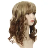 Women Synthetic Short Dye Wavy Hair Wigs Middle Parting Curly Wig