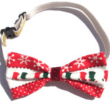 Pet Christmas Striped Snowflake Christmas Hat Bow Tie