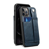 Pure Color Leather Drop Proof Phone Case for iPhone13 12 11 Pro Max with Wristband and Card Slot