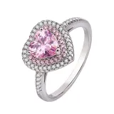 Silver Zircon Love Heart Women Ring Eternity Engagement Wedding Band With Gift