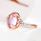 Rose Gold Fashion Jewelry Inlaid Diamond Adjustable Size Women Ring