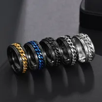 Men Silver Chain Fashion Jewelry Inlaid Women Ring