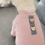 Dog Cloth Pure Color Stripe Sweater Cartoon Bear Button Sleepwear