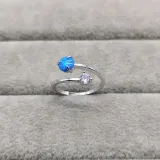 Sterling Silver Solitaire Round Cut Zirconia and Gem Gemstone Rings